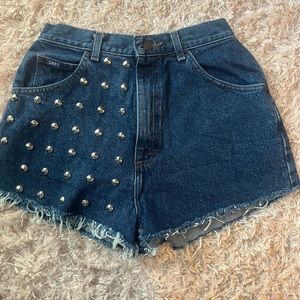Vintage Lee studded high waist denim shorts